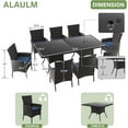 thumbnail image 3 of ALAULM 10 Piece Patio Dining Set All-Weather Wicker Outdoor Table and Chairs Set w/Tempered Glass Tabletop, Comfortable Cushions and Umbrella Hole for Patio, Backyard, Garden, Poolside -DarkBlue, 3 of 7
