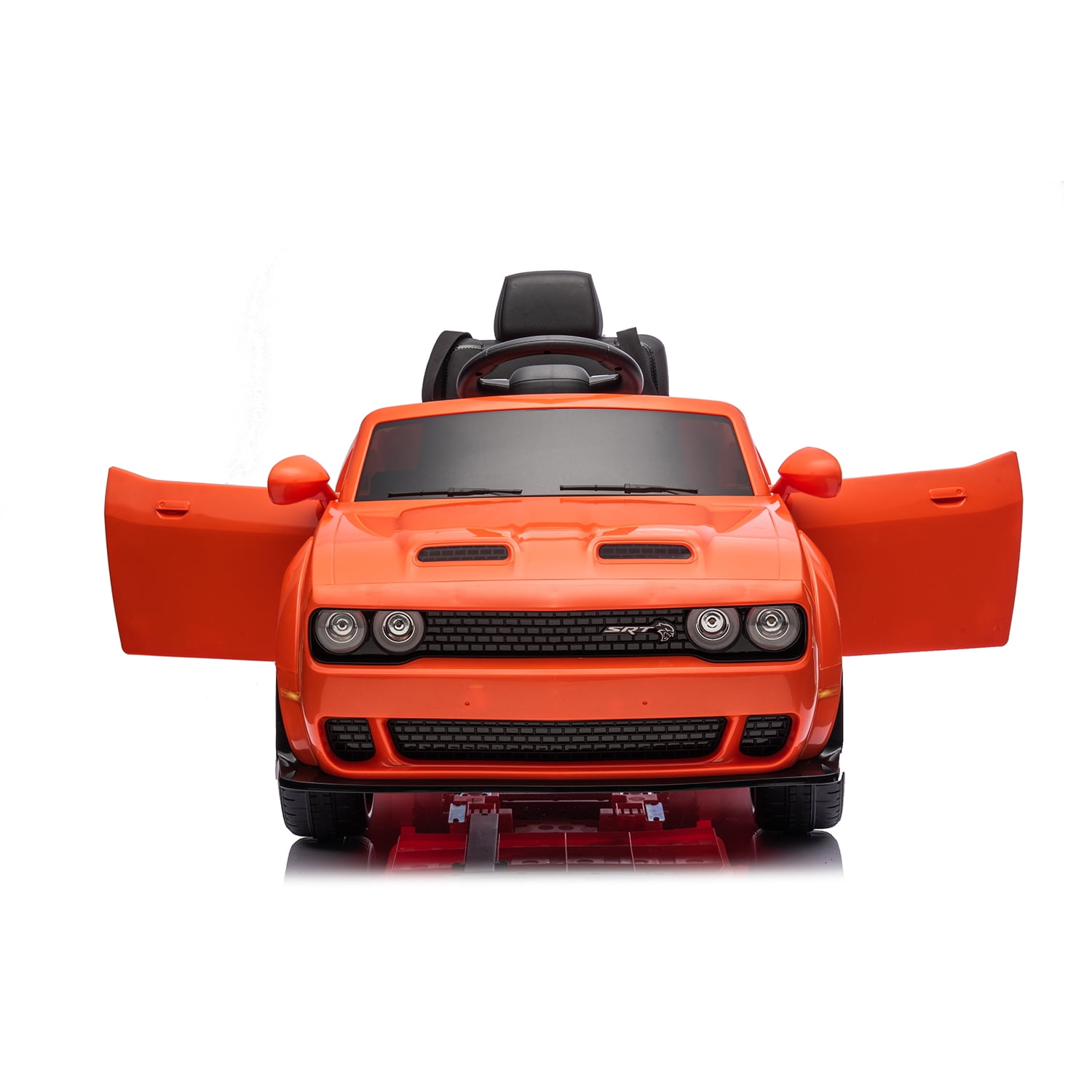 CIPACHO 12V Electric Cars for Kids, Licensed DODGE Challenger Ride On Car, Remote Control Truck Car for Boys Girls, Battery Powered Kids' Vehicles with LED Lights, Orange