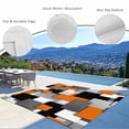 thumbnail image 3 of Burnt Orange Black Geometric Outdoor Rug for Patio/Deck/Porch, Non-Slip Large Area Rug 3 x 5 Ft, Modern Abstract Art Block Indoor Outdoor Rugs Washable Area Rugs, Reversible Camping Rug Carpet Runner, 3 of 8