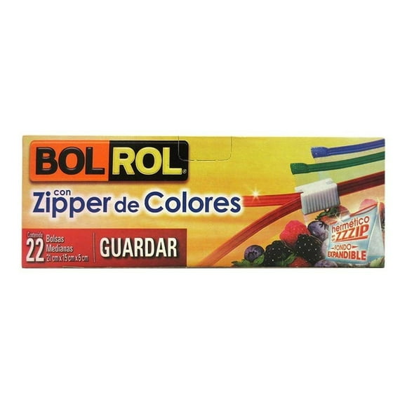 Bolsas herméticas Bol Rol con zipper de colores medianas 22 pzas