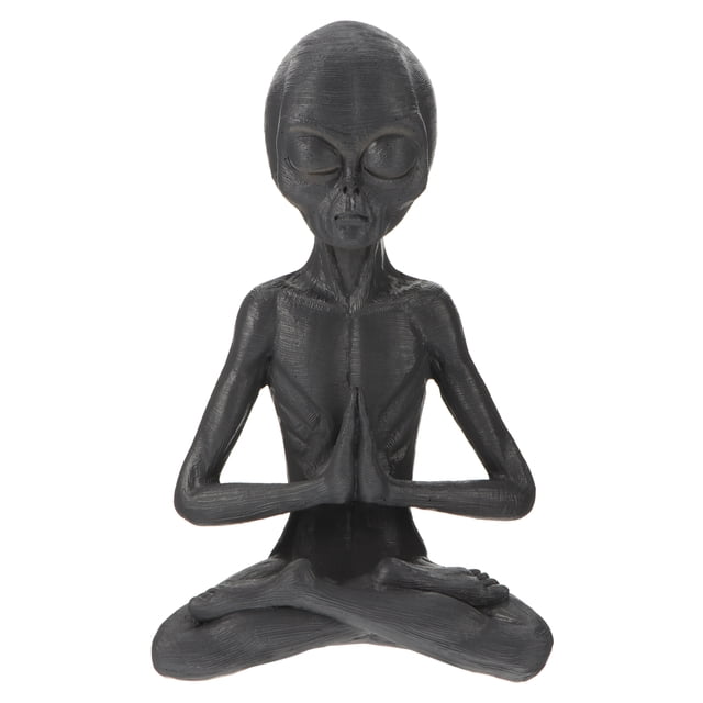 MasteelfCA Meditation Alien Statue Mini Plastic Ornament Home Office Desktop Accessory