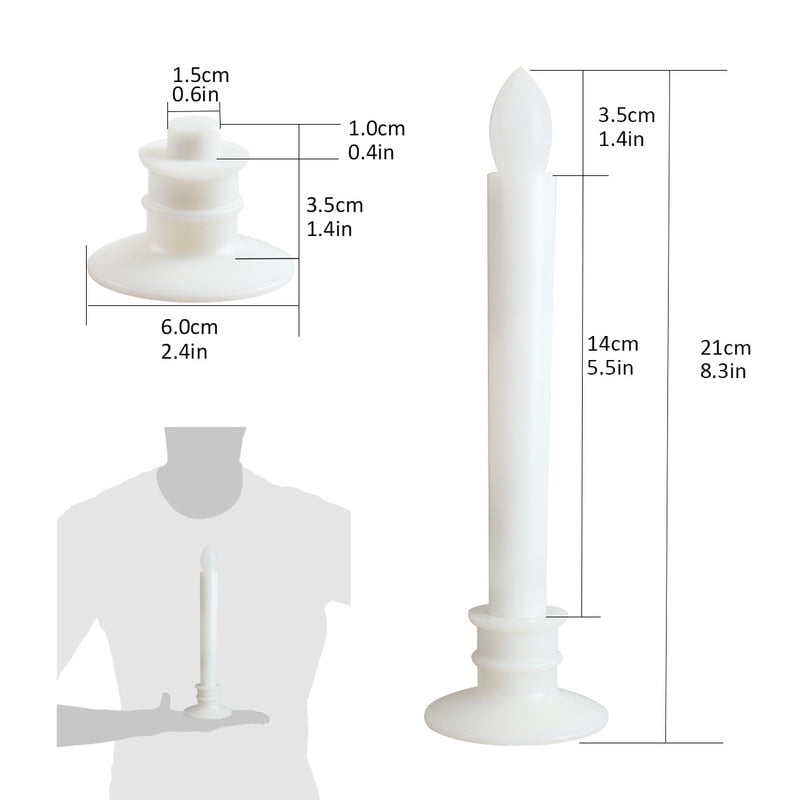 6Pcs Flameless Electric Taper Candles with Remote Control Timer, Flickering 3D Wick Effect Battery Operated LED Candlesticks for Christmas Windowsill Decor