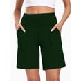 thumbnail image 4 of NELEUS Womens Workout Shorts Wide Leg Athletic Yoga Shorts High Waisted Short with Pockets,Dark Green,US Size 2XL, 4 of 7