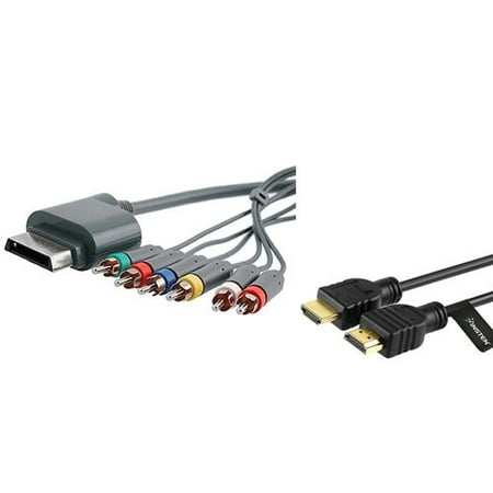 Xbox 360 Hdmi Cable Insten Xbox 360 Component HD AV Cable Cord + 3ft Hdmi Cable v 1.3 for Xbox360 Slim 2K 1080P ()