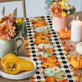 thumbnail image 4 of Burlap Table Runner 90 Inches Long,Fall Orange Maple Leaf Thanksgiving Pumpkin Watercolor Non-Slip Kitchen Table Runners for Dining Room Everyday Use Party Table Decorations Black Plaid, 4 of 9