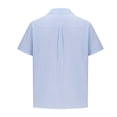 thumbnail image 6 of WREESH Men's Beach Fashion Short Sleeve Button Down Shirt with Cuban Neck and Striped Pattern Light Blue, 6 of 6
