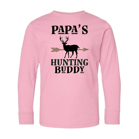 Inktastic Papa Hunting Buddy Bow Hunter Long Sleeve Youth T-Shirt