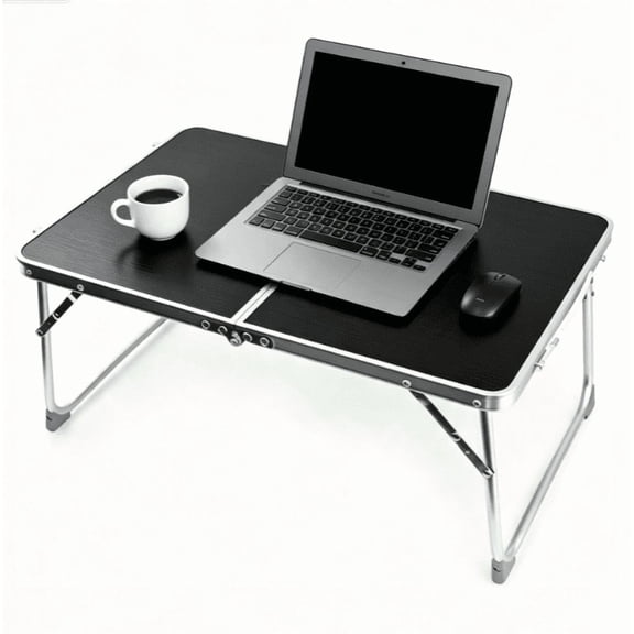 RAINBEAN Laptop Table for Couch, Breakfast Serving Bed Tray Folds in Half Bed Desk Portable Picnic Desk Lightweight Laptop Desk Work from Home Notebook Stand Reading Holder