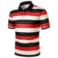 thumbnail image 2 of Dvkptbk Hommes Décontracté Bouton Manches Courtes Patchwork Col Rabattu Chandail T-Shirt Hauts, 2 of 9