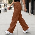 thumbnail image 5 of AherBiu Cargo Pants for Women Button Mid Rise Straight Leg Streetwear Juniors Cargos Loose Fitted Hiking Pants with Pockets(Small,Brown), 5 of 8