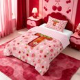 thumbnail image 2 of meiyoeat Cute Flowers Daisy Twin Comforter Sets,Strawberry Floral Theme Initial T Bedding Set For Girl,Pink Reversible,2pcs,1 Comforter and 1 Pillowcase, 2 of 7