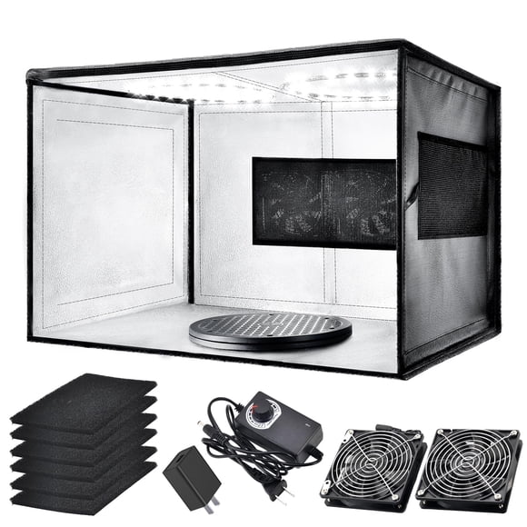 Cabina de aerosol con aerógrafo JFLLAJNF con doble ventilador de escape y LED