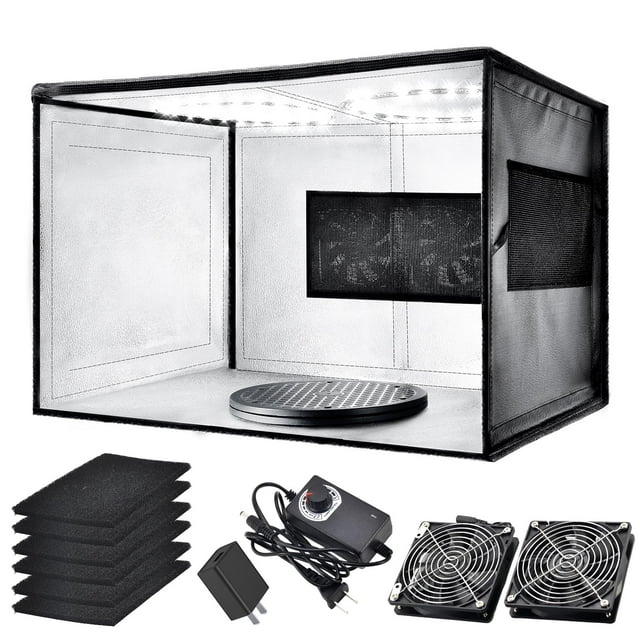 Cabina de aerosol con aerógrafo JFLLAJNF con doble ventilador de escape y LED