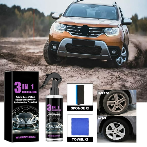 Fast Acting Ceramic Coating Spray, Auto Paint Top Coat Wax, Waterless Cleaning, High Gloss Protection, Advanced Automotive Repair, Multi-Surface Use, 100ML