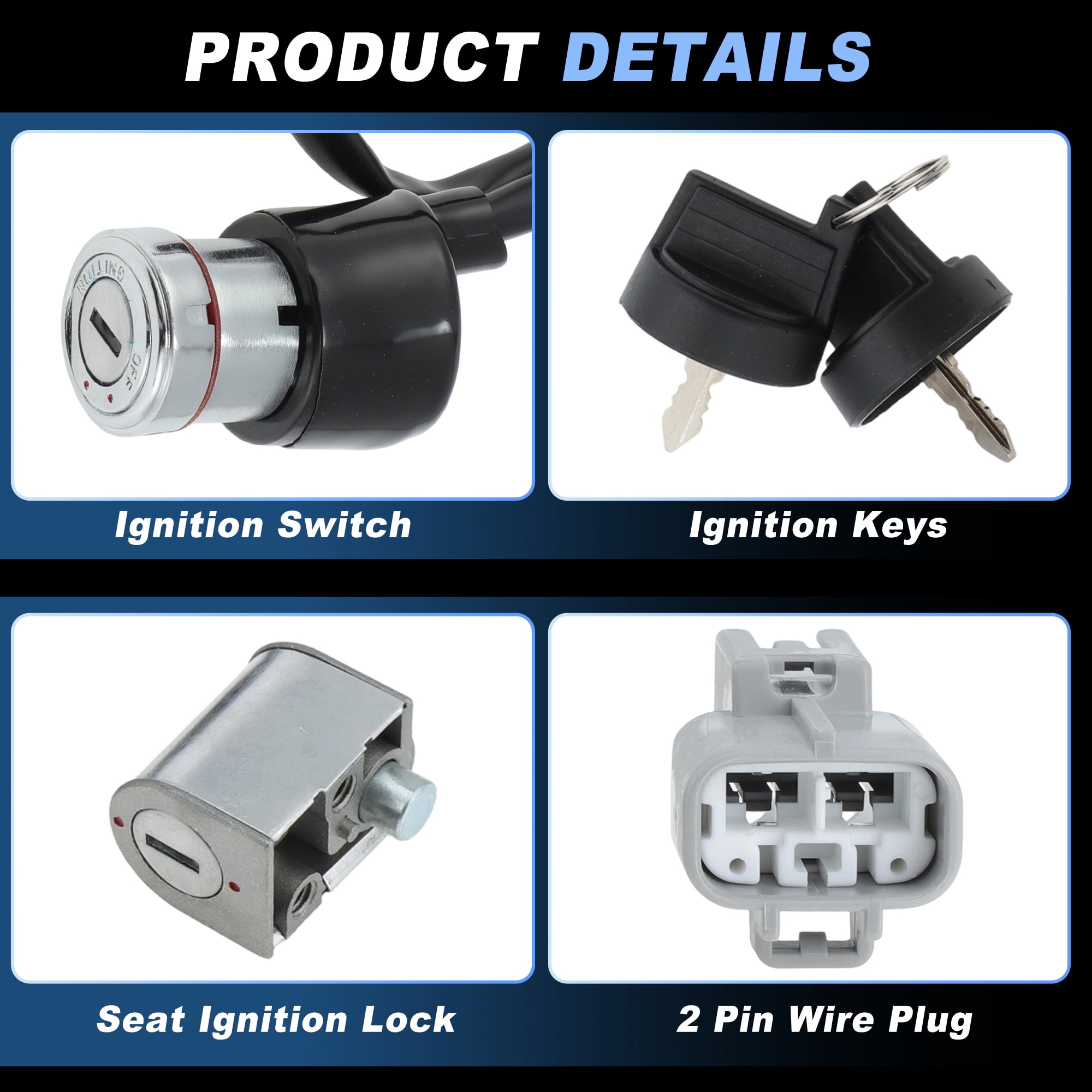 Unique Bargains Ignition Switch with Key for CFMOTO CFORCE 400 500 800 2016-2022, ATV Ignition Lock Switch Key Replace 9GQ0010100/9AWA01010010000/9CR6010100