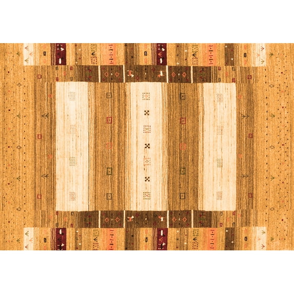 Ahgly Company Indoor Rectangle Abstract Orange Contemporary Area Rugs, 6' x 9'