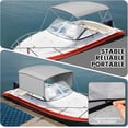 thumbnail image 4 of 3 Bow Bimini Top for Boats – Marine Grade Canvas Sun Shade, Mesh Sidewalls, 2 Removable Curtains, 4 Windproof Ropes, 2 Straps, 2 Adjustable Rear Support Poles, 1" Aluminum Frame, Zippered, 4 of 13