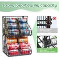 thumbnail image 4 of Stackable Can Organizer for Pantry with 2 Adjustable Dividers, Soda Can Organizer, Can Storage Dispenser Holds up to 28 Cans, 2 tier Metal Wire Baskets Can Holder for Kitchen Cabinet Pantry, Black, 4 of 14