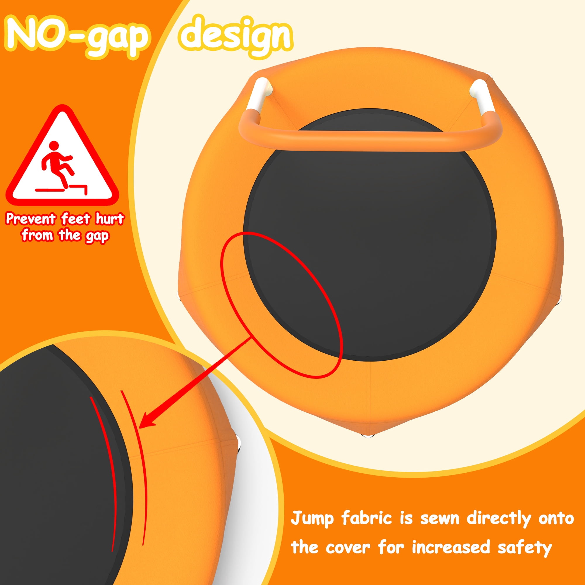 28" Mini Trampoline for Kids with Handle, Toddler Trampoline, Exercise Rebounder with Foam Handle, Indoor Trampoline, Kids Mini Trampoline, Small Rebounder Trampoline for Indoor and Outdoor Use