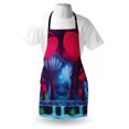 thumbnail image 3 of Mushroom Apron Magic Mushrooms with Vibrant Neon Design Graphic Image Enchanted Forest Theme Print, Unisex Kitchen Bib Apron with Adjustable Neck for Cooking Baking Gardening, Blue Red, by Ambesonne, 3 of 3