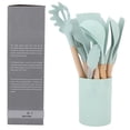 thumbnail image 1 of 11Pcs Kitchen Utensils Set Heat Resistant Seamless Design Non Stick Comfortable Touch Cooking Utensils Spatula Set for Home Light Green, 1 of 5