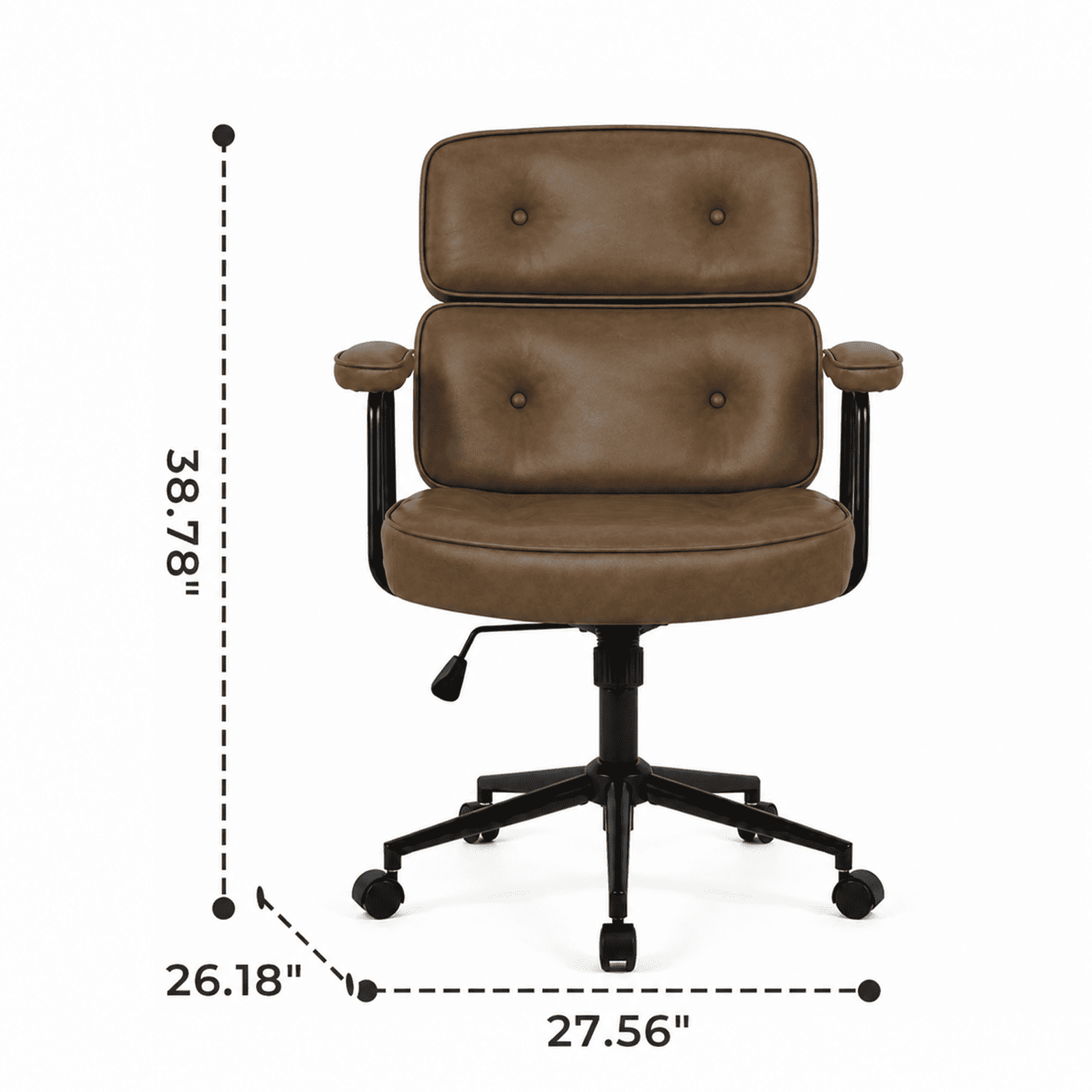 Alvantor Ergonomic Office Chair, PU Leather Computer Chair Lumbar Support, Adjustable Height, Rolling Swivel, Executive Task, Padded Armrests for Vanity, Study