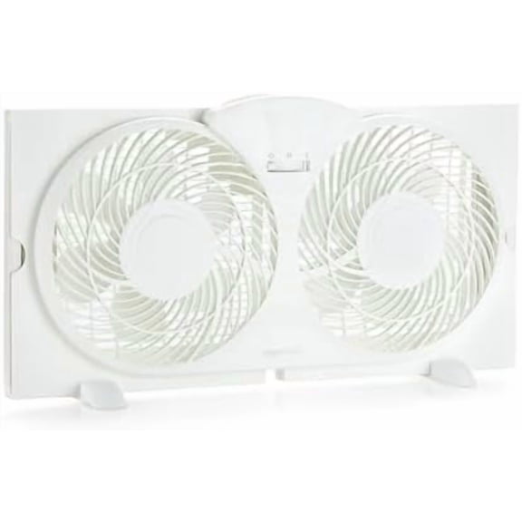 Window Fans for Home Bedroom, Twin Heads, Cooling Airflow, Exhaust, Expandable Side Panel Basic Control, 2 Speeds, 68W, 9 inch, White