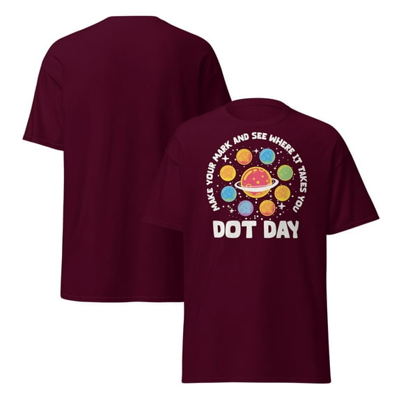 Dot Day T-Shirt, Planet Design, International Dot Day (Maroon, S)
