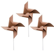 LABSERRON 3Pcs Light Brown Paper Windmill Decorative Prop for Garden Birthday Party 15.7x7.9x1.2in