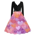 thumbnail image 3 of Fgvctg Valentine's Day a Line Dresses for Women Sweet V Neck Vintage Cocktail Dress Love Heart Graphic Fashion 50s Tea Dress Date-Night Long Sleeve Classy Dressy Outfit Purple XL, 3 of 4