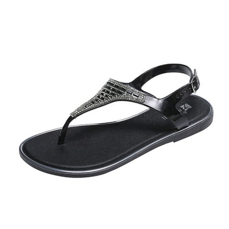 

adviicd Rhinestone Sandals Orthopedic Bunion Corrector Sandals Comfy Platform Flat Sole PU Leather Shoes for Women Trendy