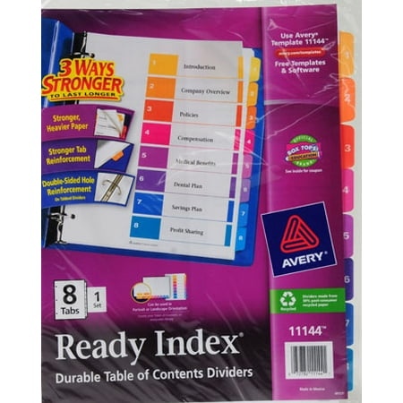 avery 8 tab index avery ready index 8 tab dividers walmart avery 8 tab index avery ready index 8 tab dividers walmart
