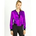 thumbnail image 2 of INSPIRE CHIC Women's Costume Stand Collar Metallic Zip Crop Length Bomber Jacket, 2 of 6