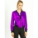 thumbnail image 2 of Disfraz de Halloween Allegra K Chaqueta de Bombardero Brillante Holográfico Metálico Ligero Morado oscuro M, 2 of 6