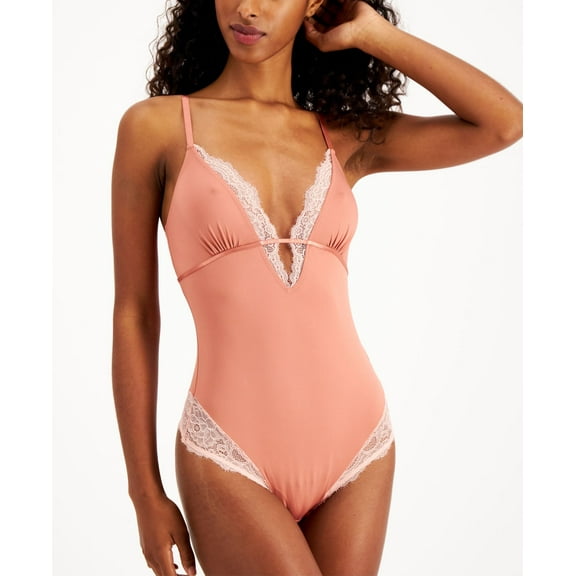 INC International Concepts Womens Lace Trim Thong Bodysuit