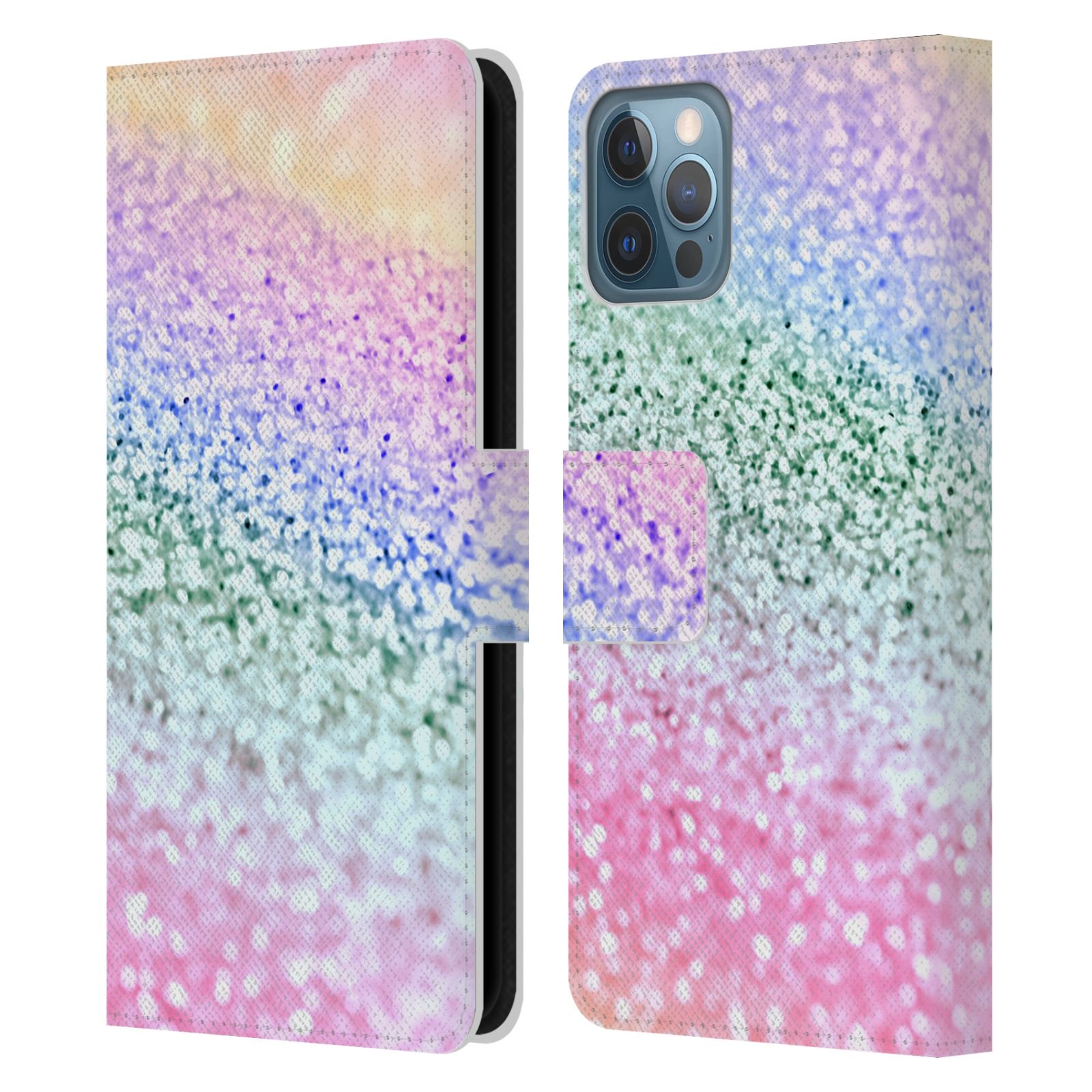 Head Case Designs Officially Licensed Monika Strigel Glitter Collection Unircorn Rainbow Leather Book Wallet Case Cover Compatible with Apple iPhone 12 / iPhone 12 Pro