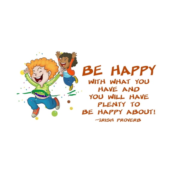 Be Happy With What You Have Thankful Inspirational Quote Wall Design Art Wall Art Sticker Designs Vinyl Stickers For Home House Walls Rooms Windows Bedroom Decoration Size (20x20 inch)