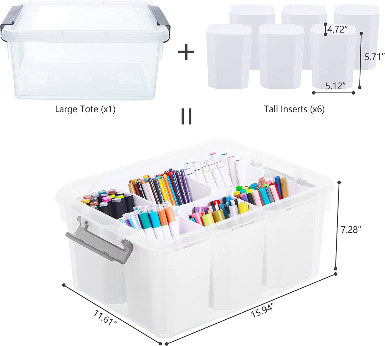 17 Qt Storage Bins with Lids & 6 Pen Holder Stackable for Kid Toy Craft