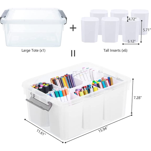17 QT Plastic Storage Bins Clear Storage Box with Lids Multipurpose Stackable Storage Containers for Organizing Tool, Craft, Crayon
