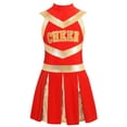 thumbnail image 4 of TSSOE Cheer Leader Costumes for Girls Sleeveless Cheer Letter Print Uniform Dance Dress for Party Clothes Red 10, 4 of 6