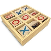 Gamie Wooden Tic-Tac-Toe Classic Game, Small Travel Wood Kids, Fun Indoor