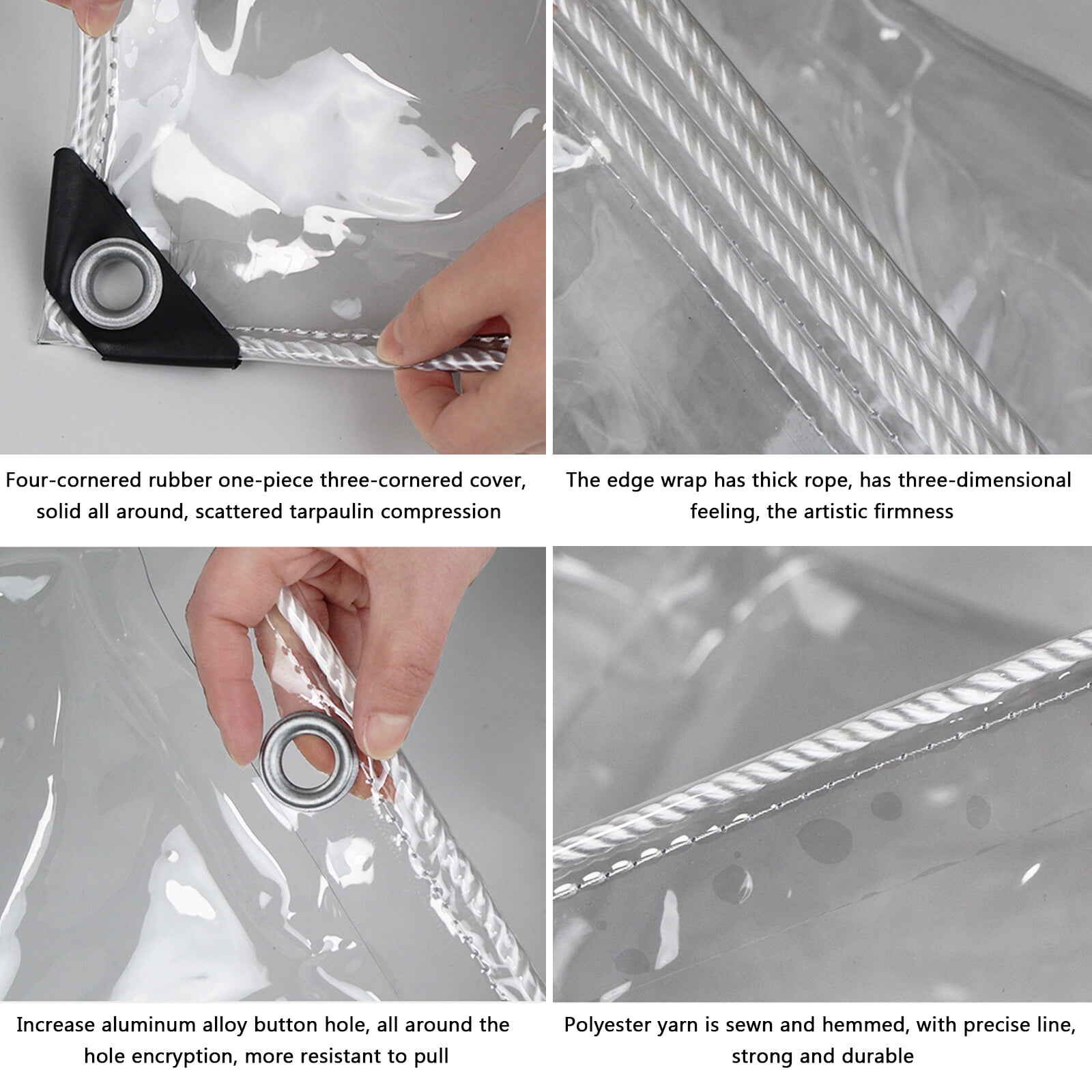 Clear PVC Vinyl Tarp Clear Tarp, Waterproof Heavy Duty Outdoor Grommet Raincover Tarpaulin for Patio Enclosure, Camping, Porch Canopy, 3.3x4.9ft