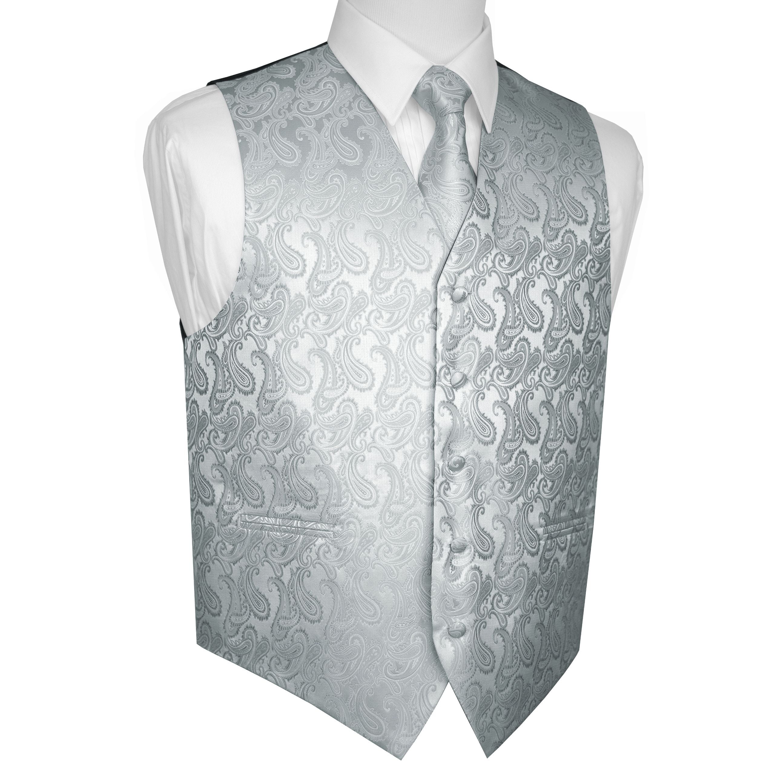 6XL Men's XS Wedding Teal Satin Formal Prom Tuxedo Vest. Italian Design 