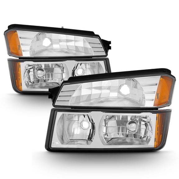AKKON - For Chrome 2002 2003 2004 2005 2006 Chevy Avalanche Body Cladding Model Headlights Bumper Lights Set