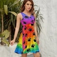 thumbnail image 5 of Watercolor Dog Paw Dress Fashion Beach Long Dresses Female Party Printed Sundress, 5 of 7