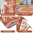 thumbnail image 4 of Outdoor Rug – Waterproof Reversible Extra Large Plastic Straw Mat – Vintage Medallion – Durable & Easy-Clean – Deck, RV, Camping, Beach & Garden – Terracotta Orange/White, 10x14ft (305x427cm), USA, 4 of 8