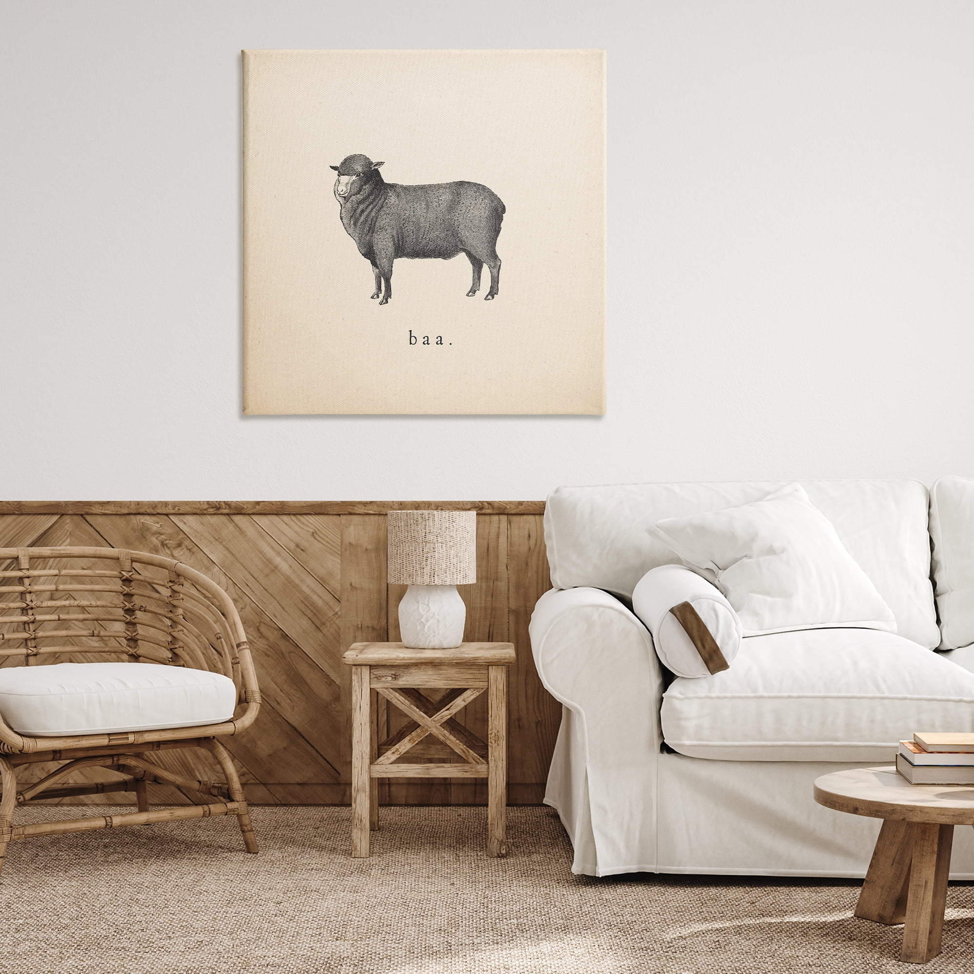 Stupell Industries Baa Farm Sheep Sounds Animals Painting Wrapped Canvas Art Print Wall Art, 36 x 36