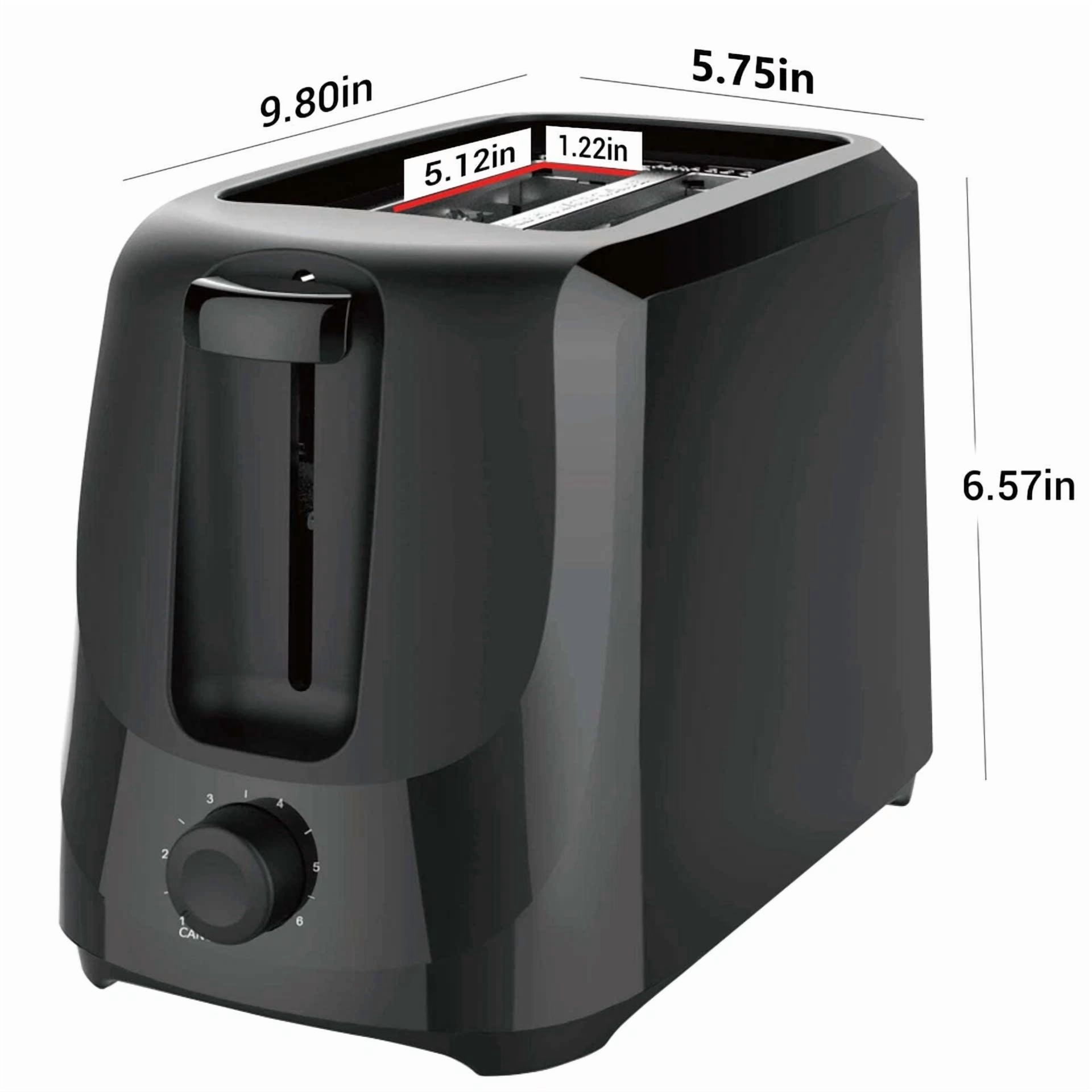 CRESTIN- 2-Slice Toaster With 6 Shade Settings And Removable Crumb Tray, Black