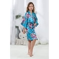 thumbnail image 3 of Girls Kids Daffodils Silky Satin Kimono Robe for Wedding Spa Party, Short, 3 of 6