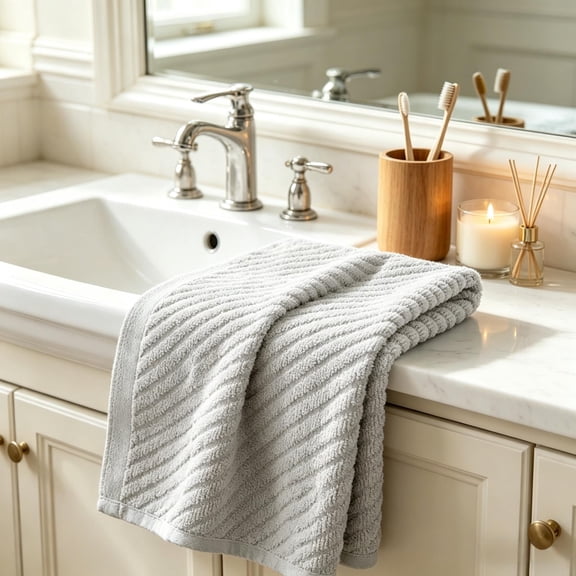 Celsvanis Face Towel Cotton Hand Towel Soft Thick Highly Absorbent Twill Weave for Face Washing Bathing Hair Drying Bathroom Home Daily Use, Gray
